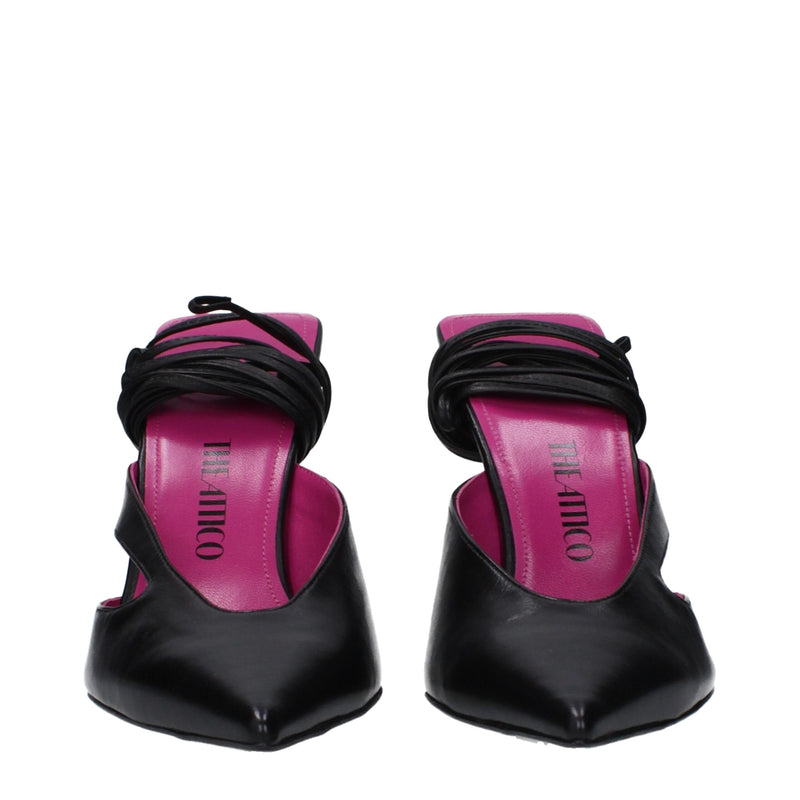 The Attico Black Leather Stiletto Heels Sandals - Sophisticated Elegance