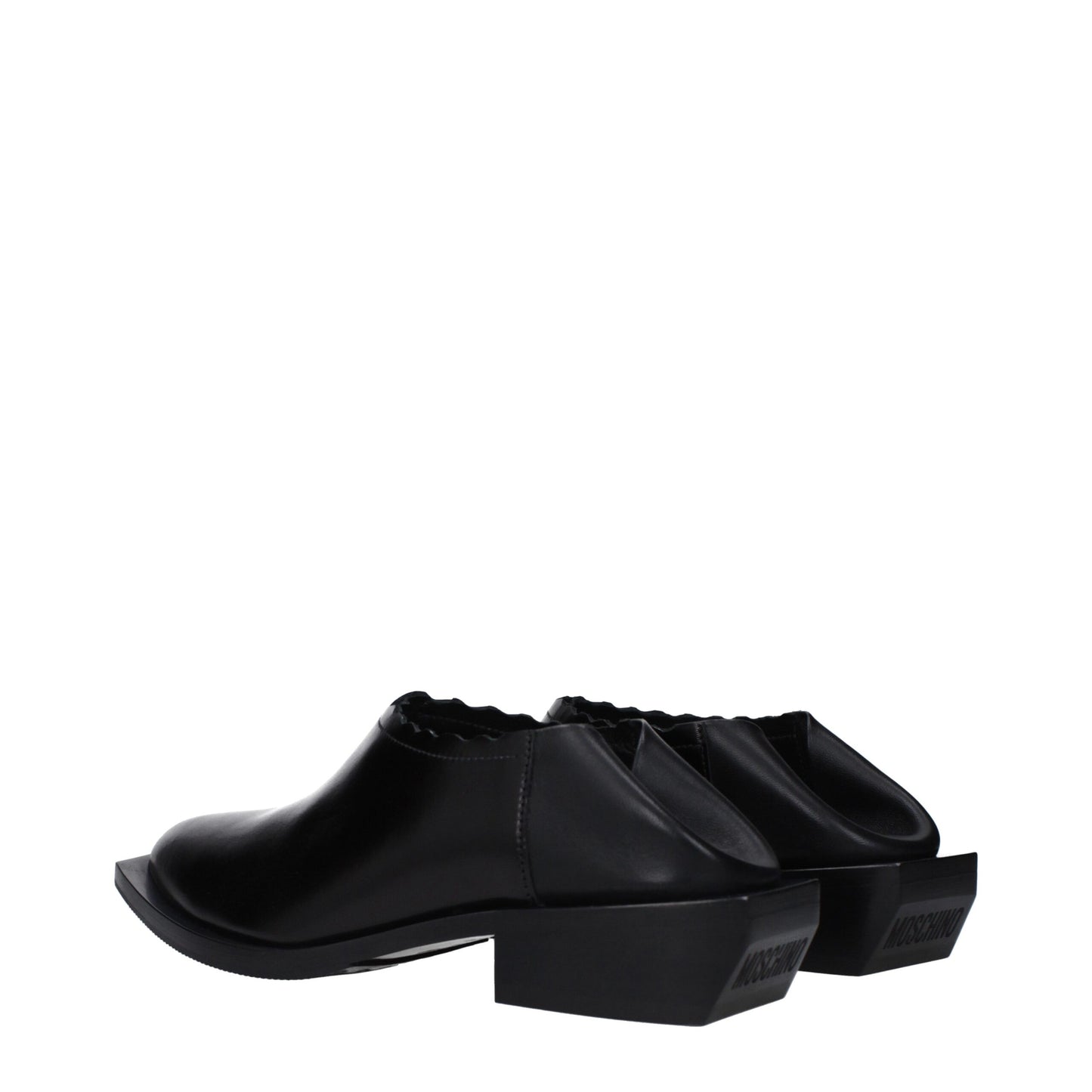 Moschino leren slippers in zwart