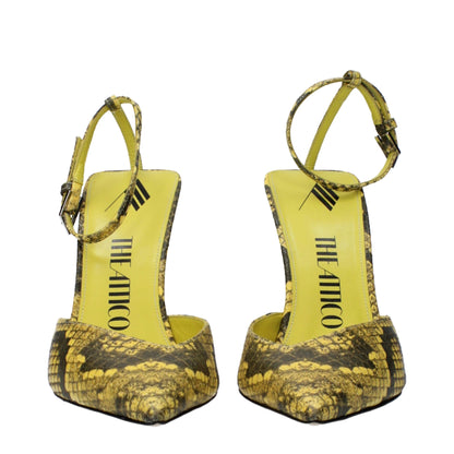 De Attico gele leren pumps met hoge hak