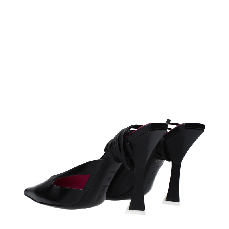 The Attico Black Leather Stiletto Heels Sandals - Sophisticated Elegance