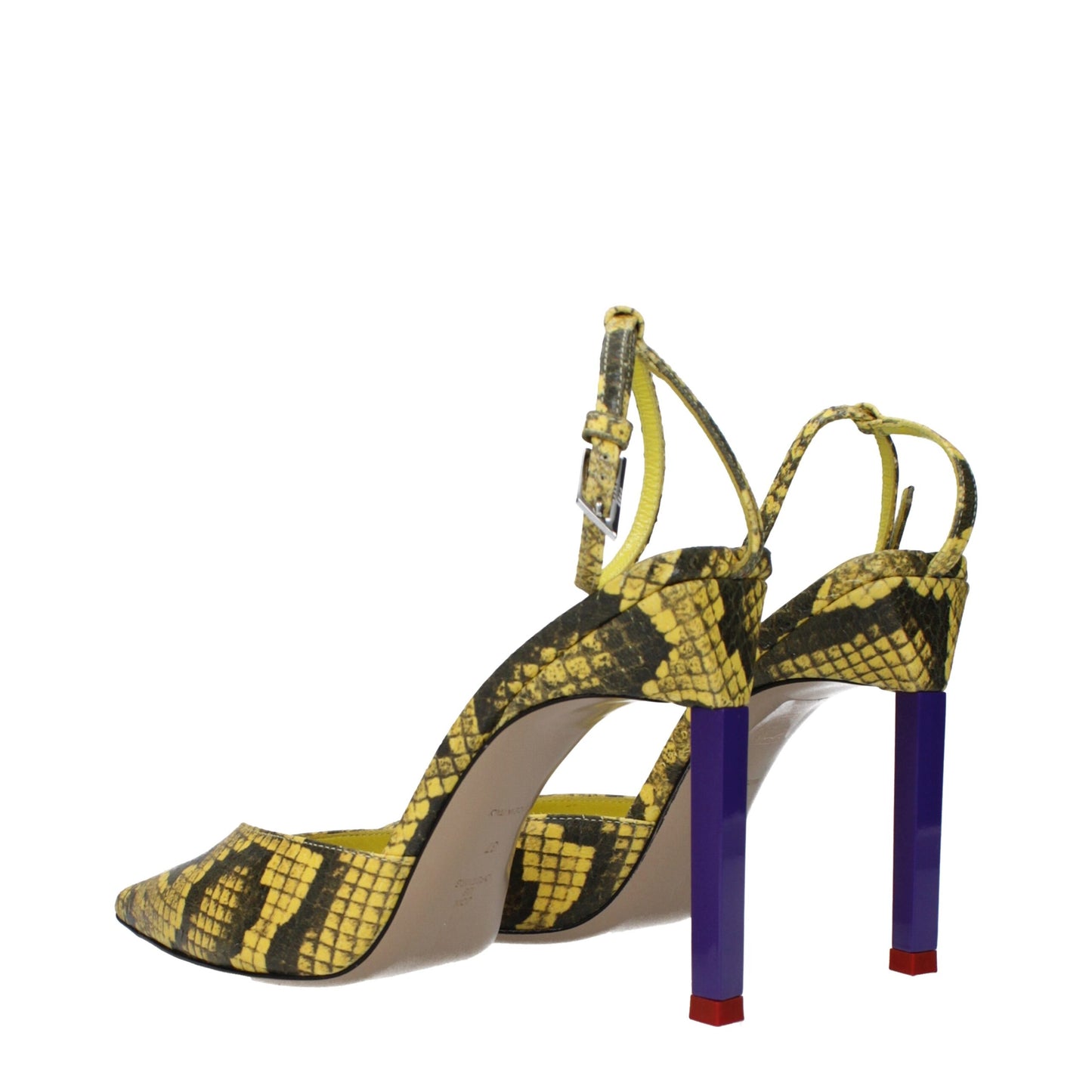 De Attico gele leren pumps met hoge hak