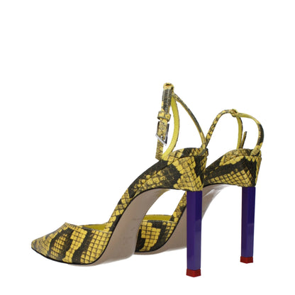 De Attico gele leren pumps met hoge hak