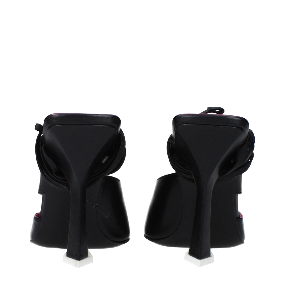 The Attico Black Leather Stiletto Heels Sandals - Sophisticated Elegance