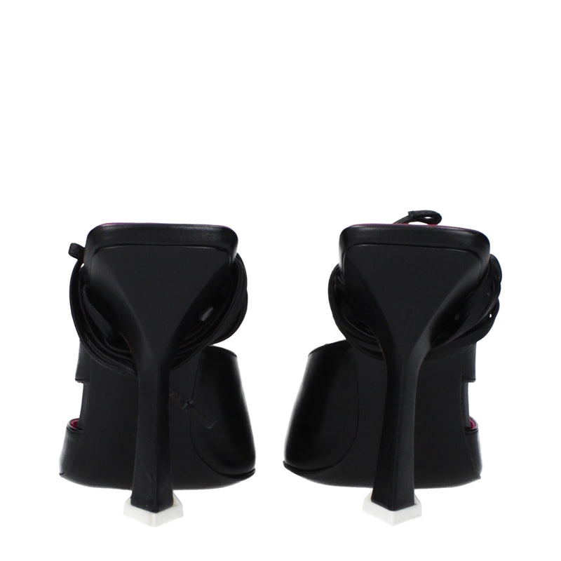 The Attico Black Leather Stiletto Heels Sandals - Sophisticated Elegance