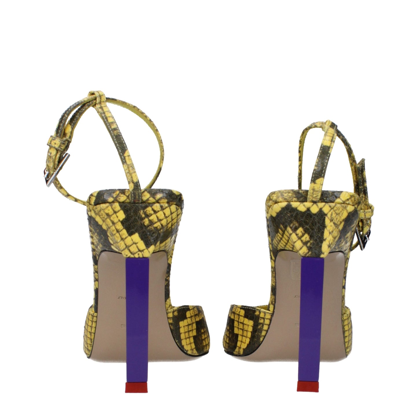 De Attico gele leren pumps met hoge hak