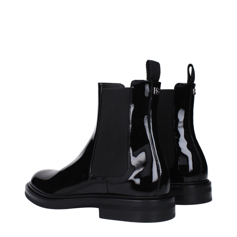 Dolce & Gabbana Black Leather Ankle Boots for Stylish Comfort