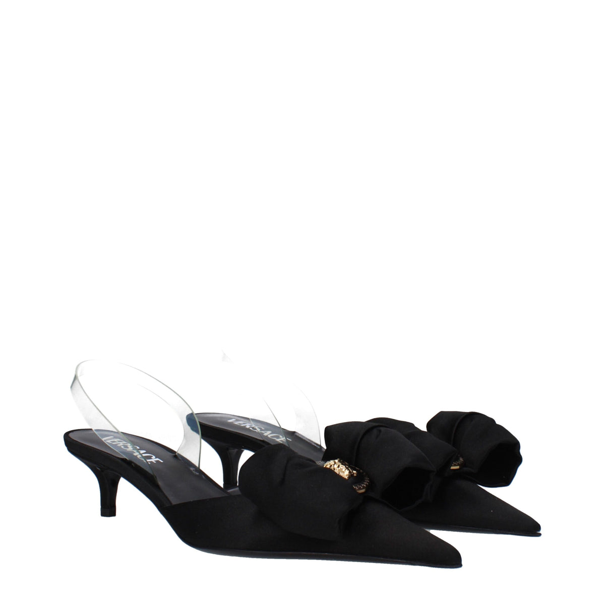 Versace Black Satin Flat Sandals for Women - Luxurious Style