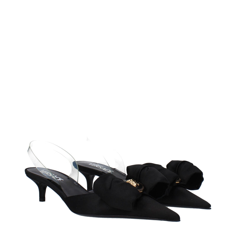 Versace Black Satin Flat Sandals for Women - Luxurious Style