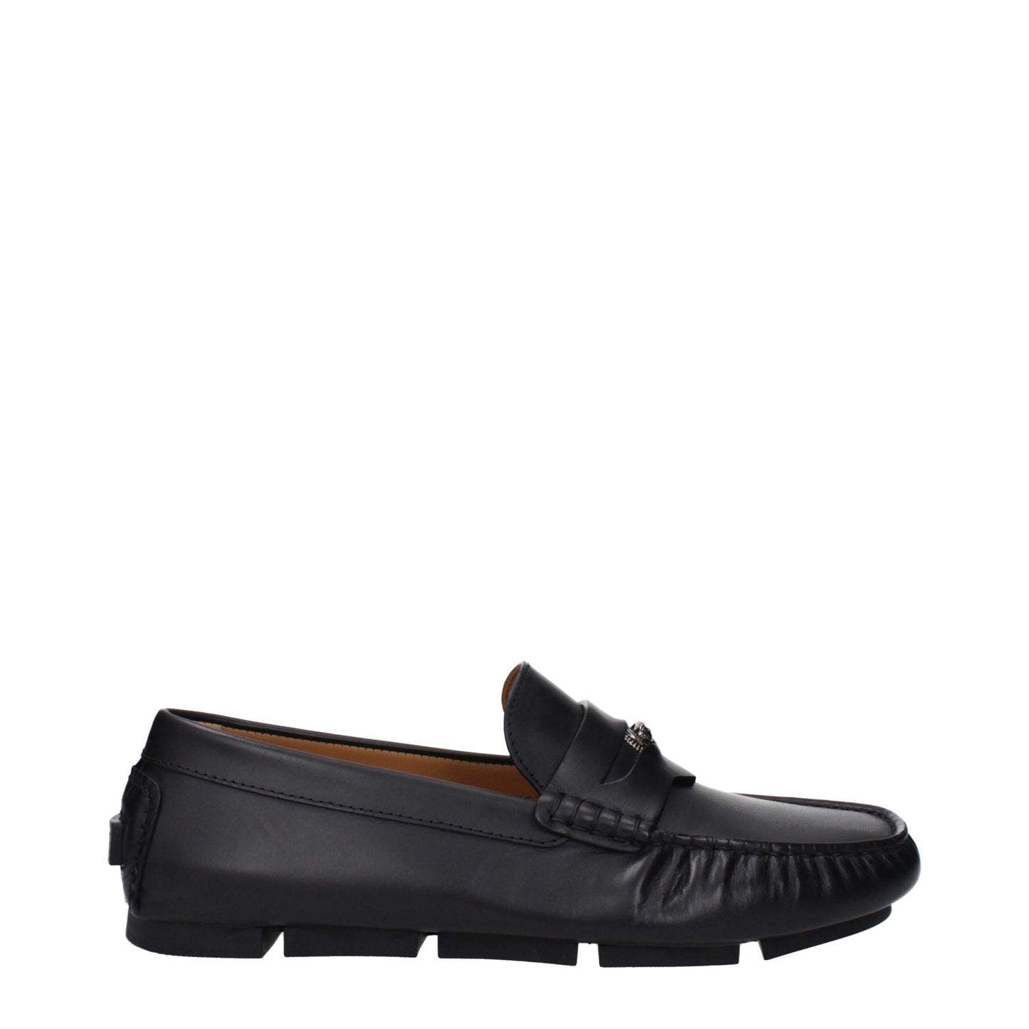 Brogues à enfiler en cuir noir de Versace
