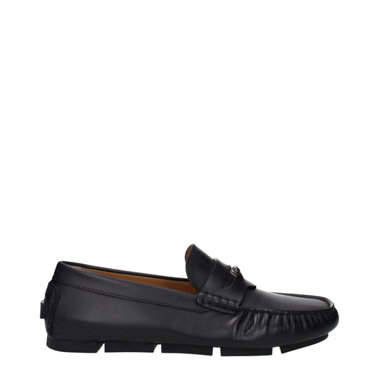 Brogues à enfiler en cuir noir de Versace