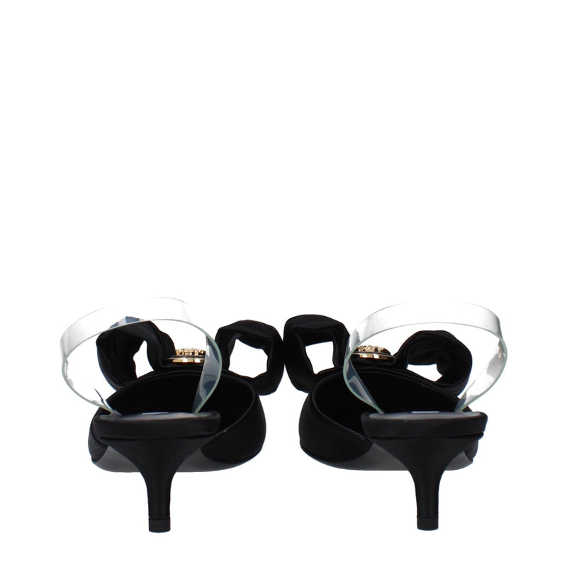 Versace Black Satin Flat Sandals for Women - Luxurious Style