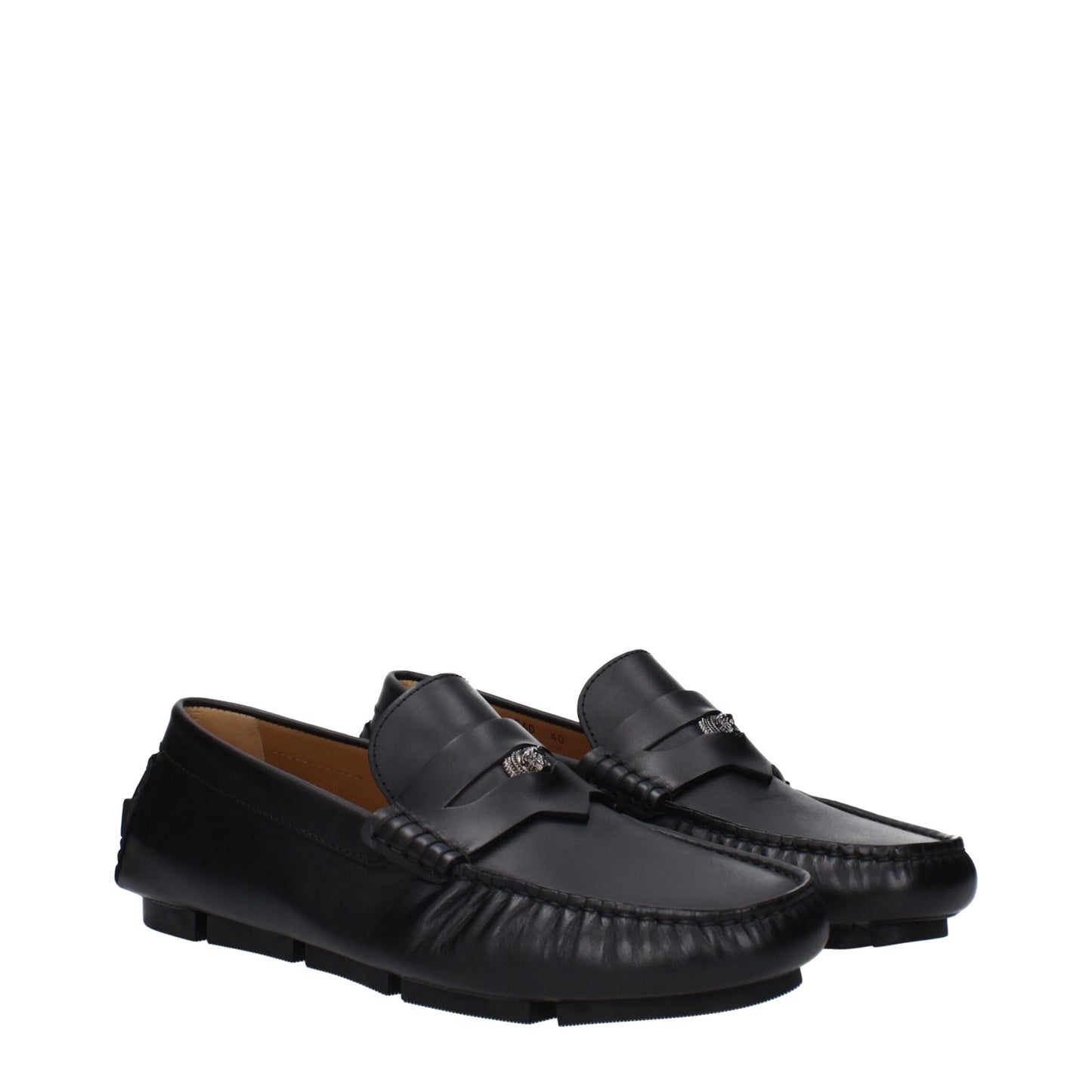 Brogues à enfiler en cuir noir de Versace