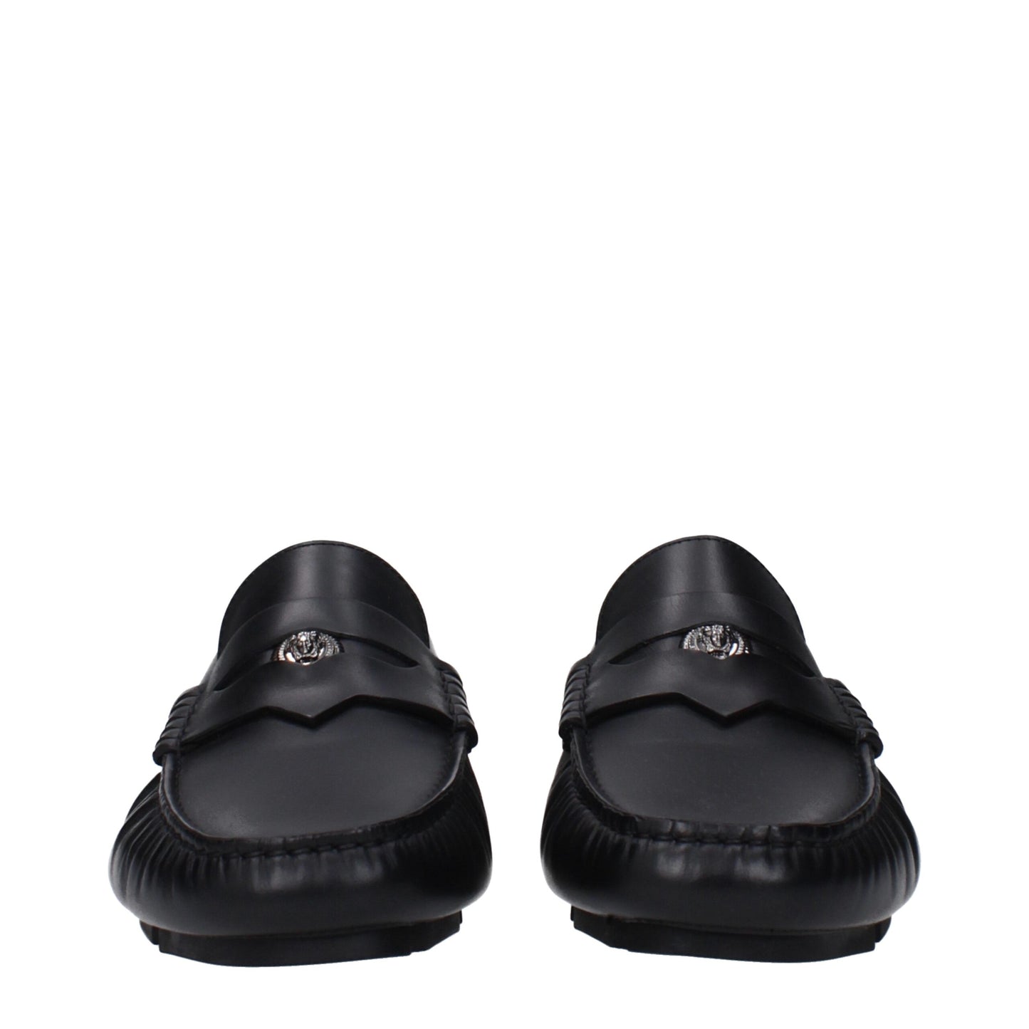 Brogues à enfiler en cuir noir de Versace
