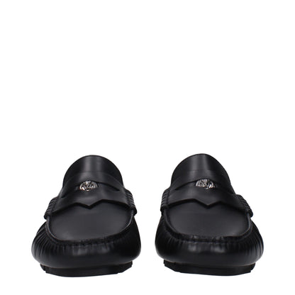 Brogues à enfiler en cuir noir de Versace