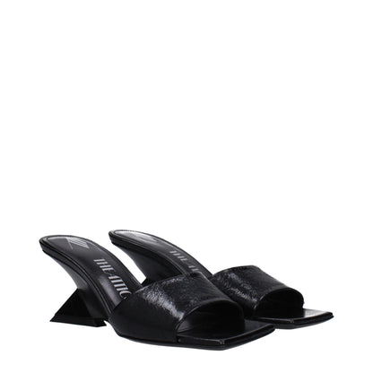 De Attico leren platte sandalen in het zwart