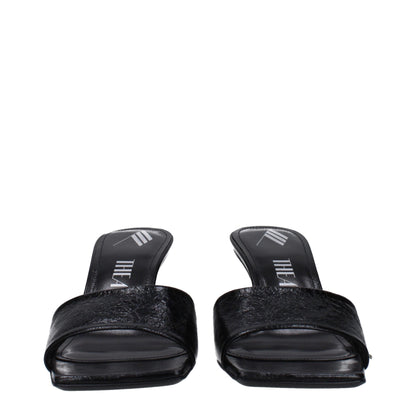 De Attico leren platte sandalen in het zwart