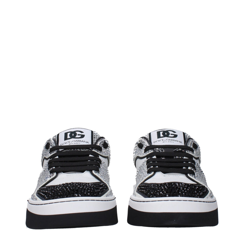 Dolce & Gabbana Sneakers en Cuir Blanc Low Top