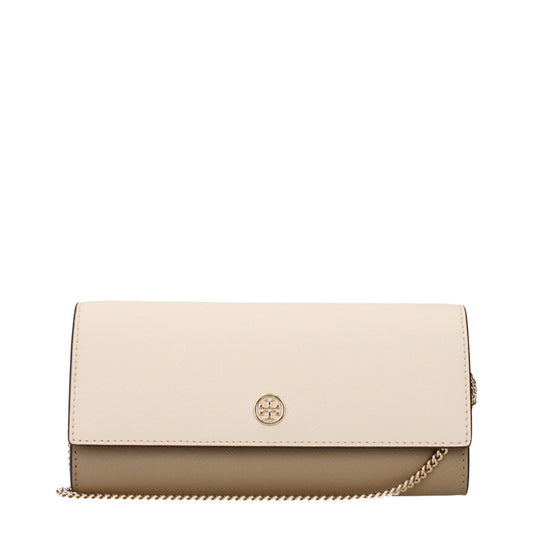 Pochettes en cuir beige Tory Burch