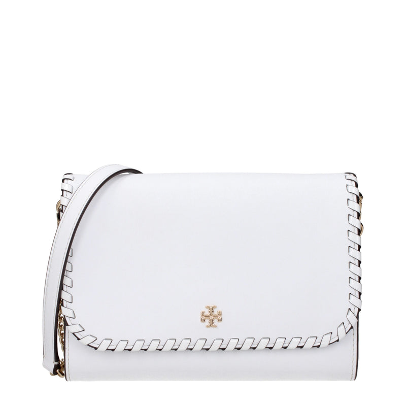 Tory Burch White Leather Clutch Bag with Vintage Effect