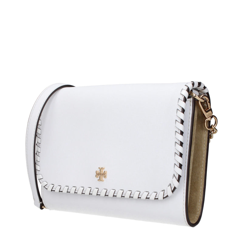 Tory Burch White Leather Clutch Bag with Vintage Effect