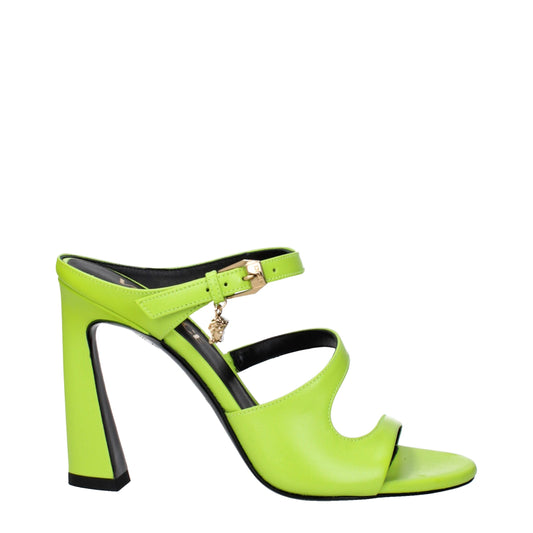 Versace groene leren stiletto-hakken sandalen