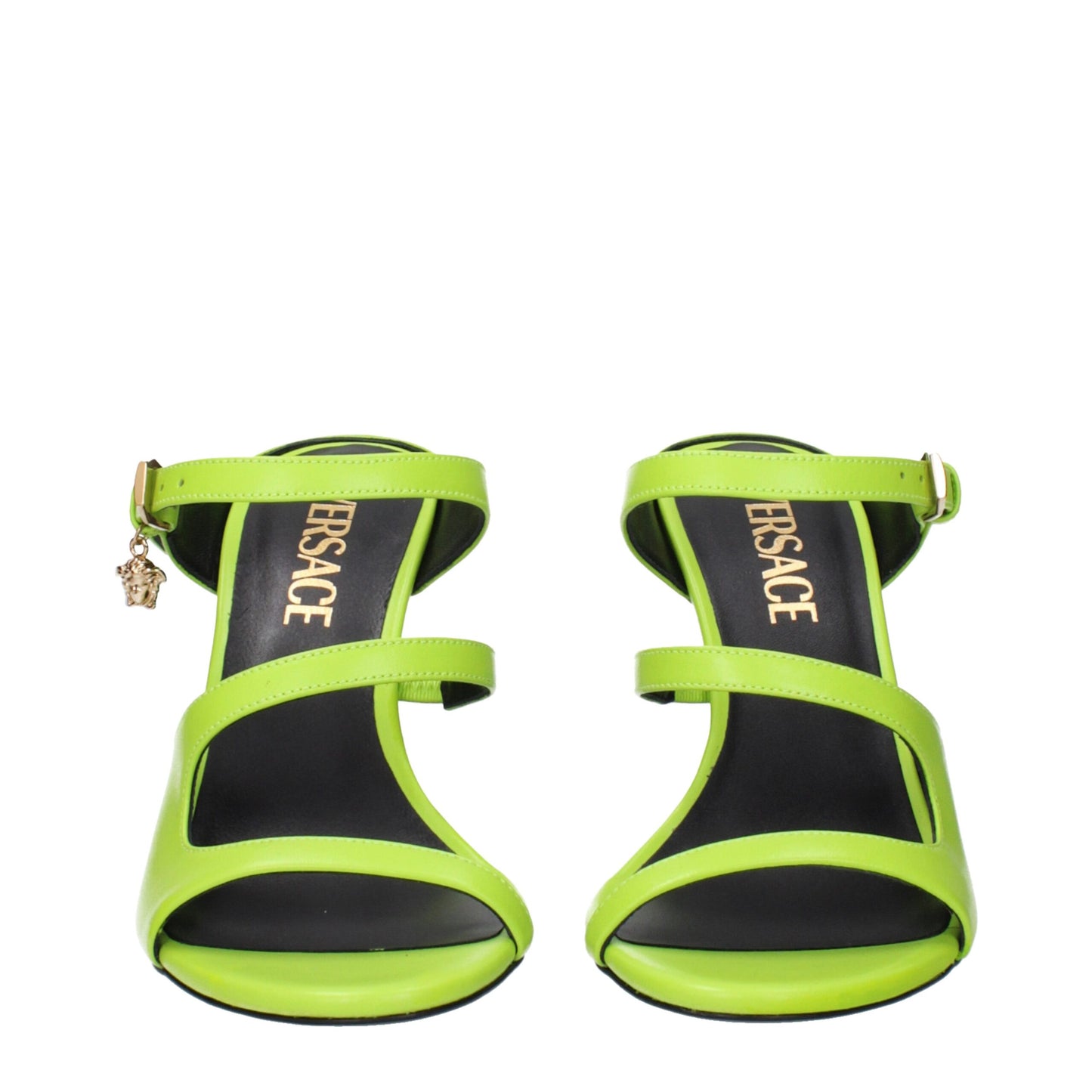 Versace groene leren stiletto-hakken sandalen