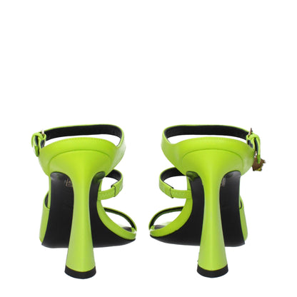 Versace groene leren stiletto-hakken sandalen