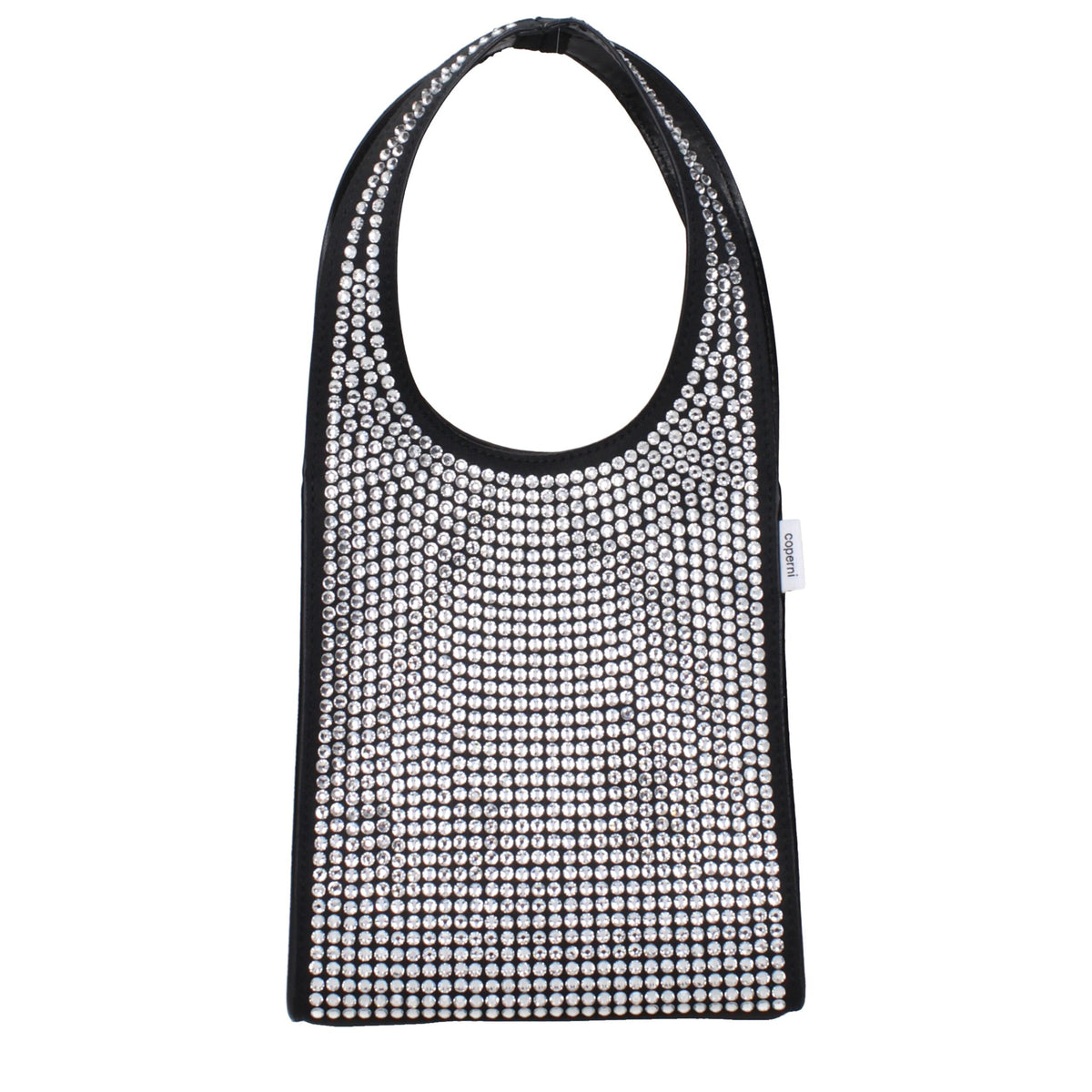 Coperni Black Fabric Handbag with Rhinestone Detail