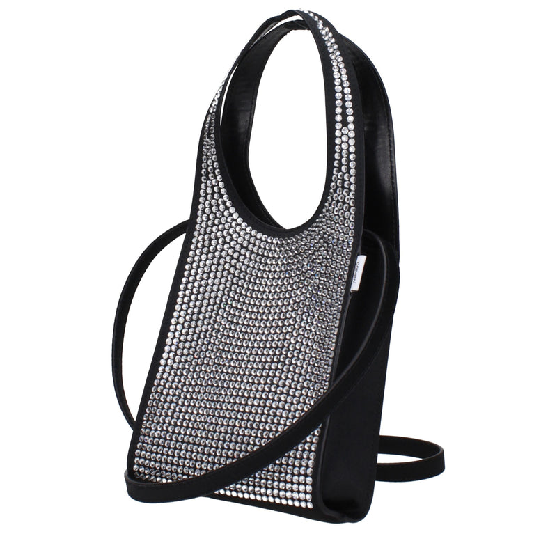 Coperni Black Fabric Handbag with Rhinestone Detail