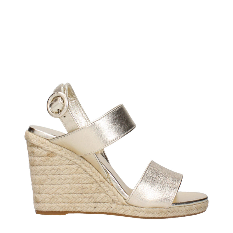 Prada Gold Leather Wedges Sandals - Élégance et Confort