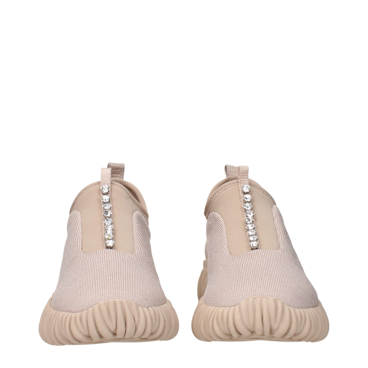 Miu Miu Beige Fabric Sneakers with Rhinestones