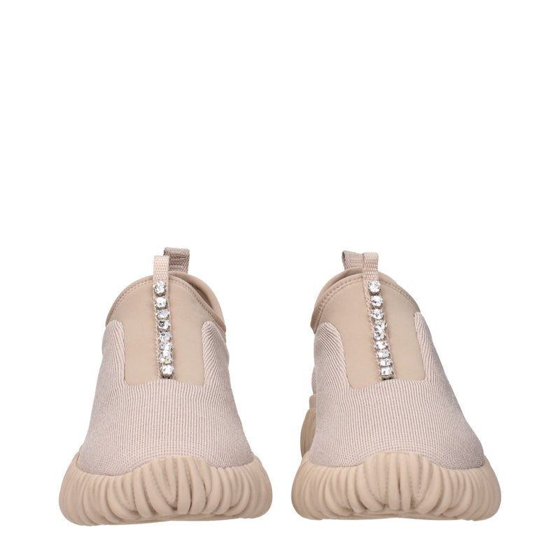 Miu Miu Beige Fabric Sneakers with Rhinestones