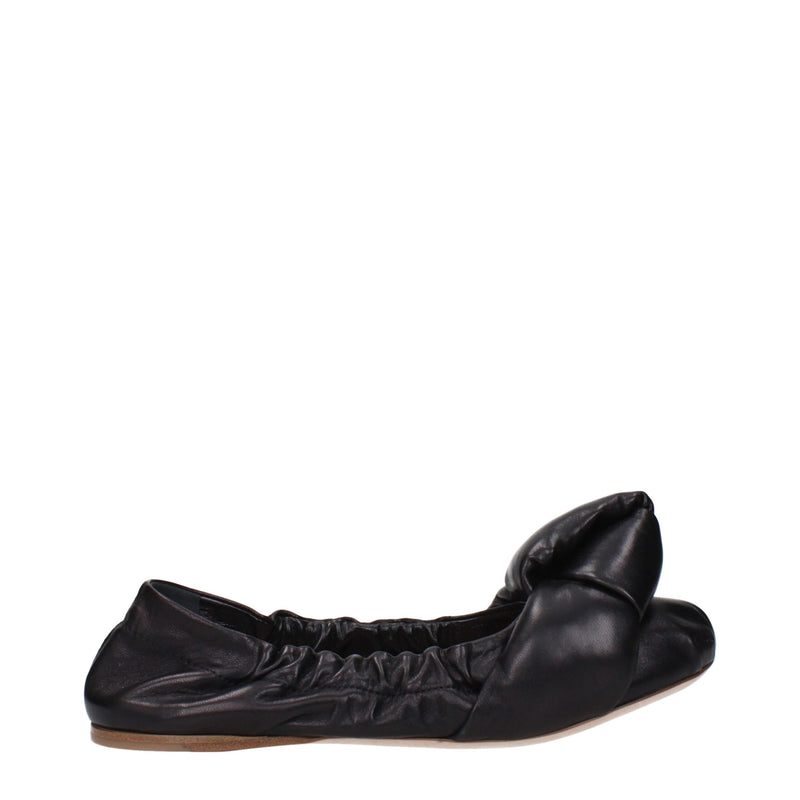 Miu Miu Black Leather Ballet Flats for Women