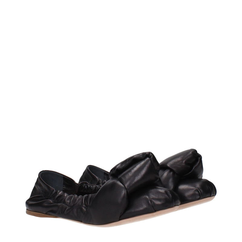Miu Miu Black Leather Ballet Flats for Women