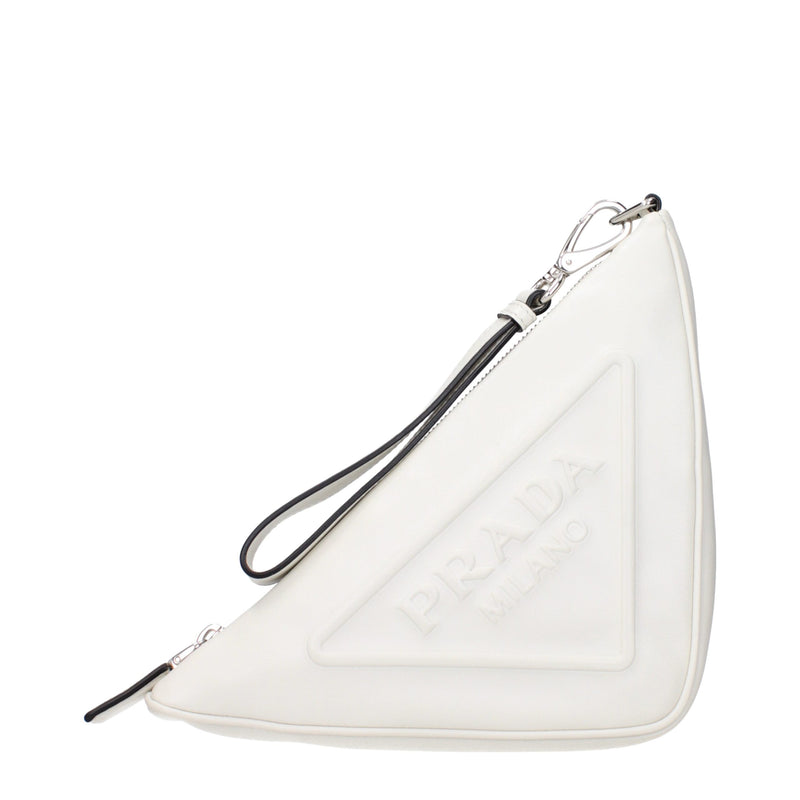 Prada White Leather Clutch Bag - Elegant & Stylish