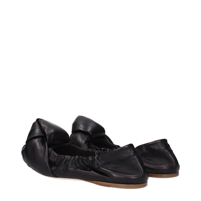 Miu Miu Black Leather Ballet Flats for Women