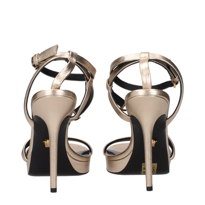 Versace gouden leren stiletto hakken sandalen