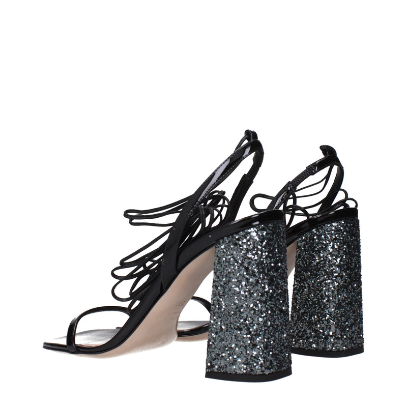 Miu Miu Black Leather Platforms - Elegant Sandals for Women