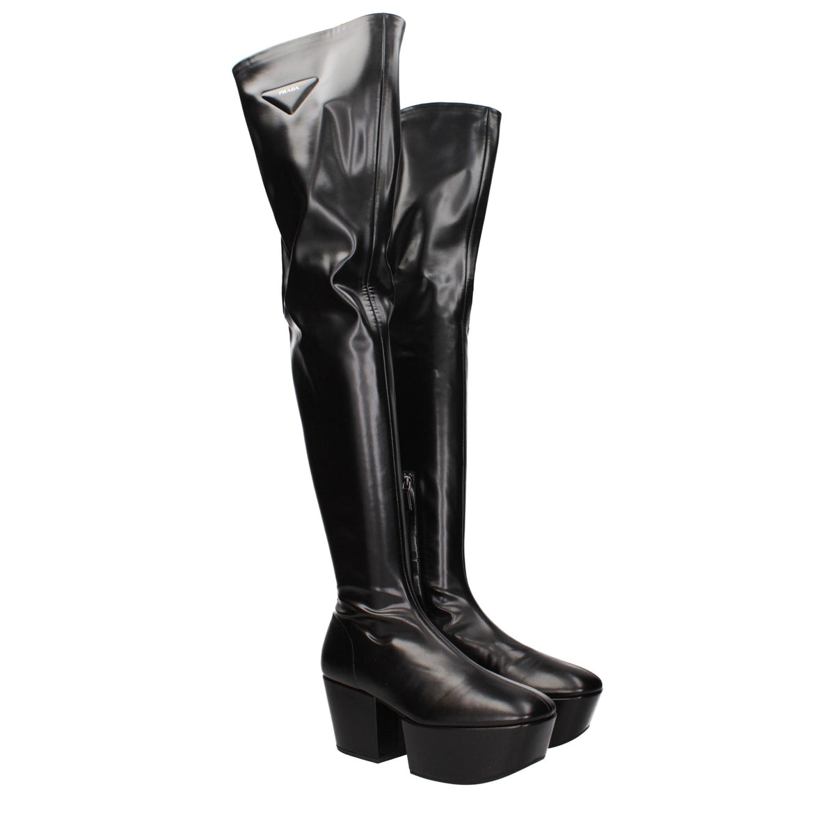Prada Black Leather Over The Knee Boots - Elegant & Versatile