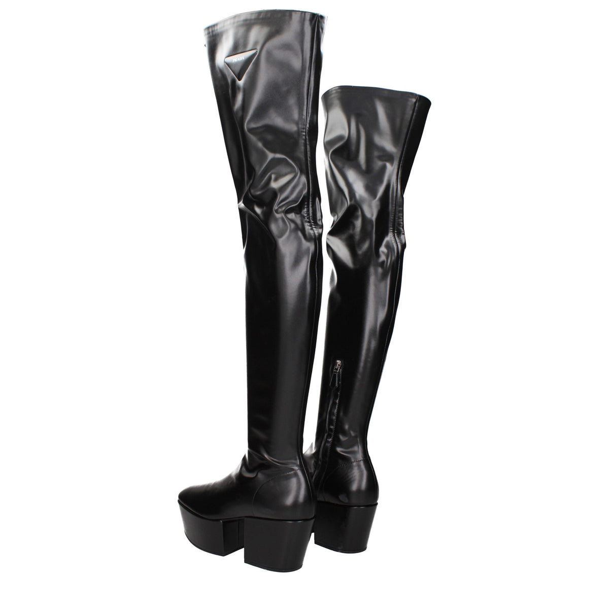 Prada Black Leather Over The Knee Boots - Elegant & Versatile
