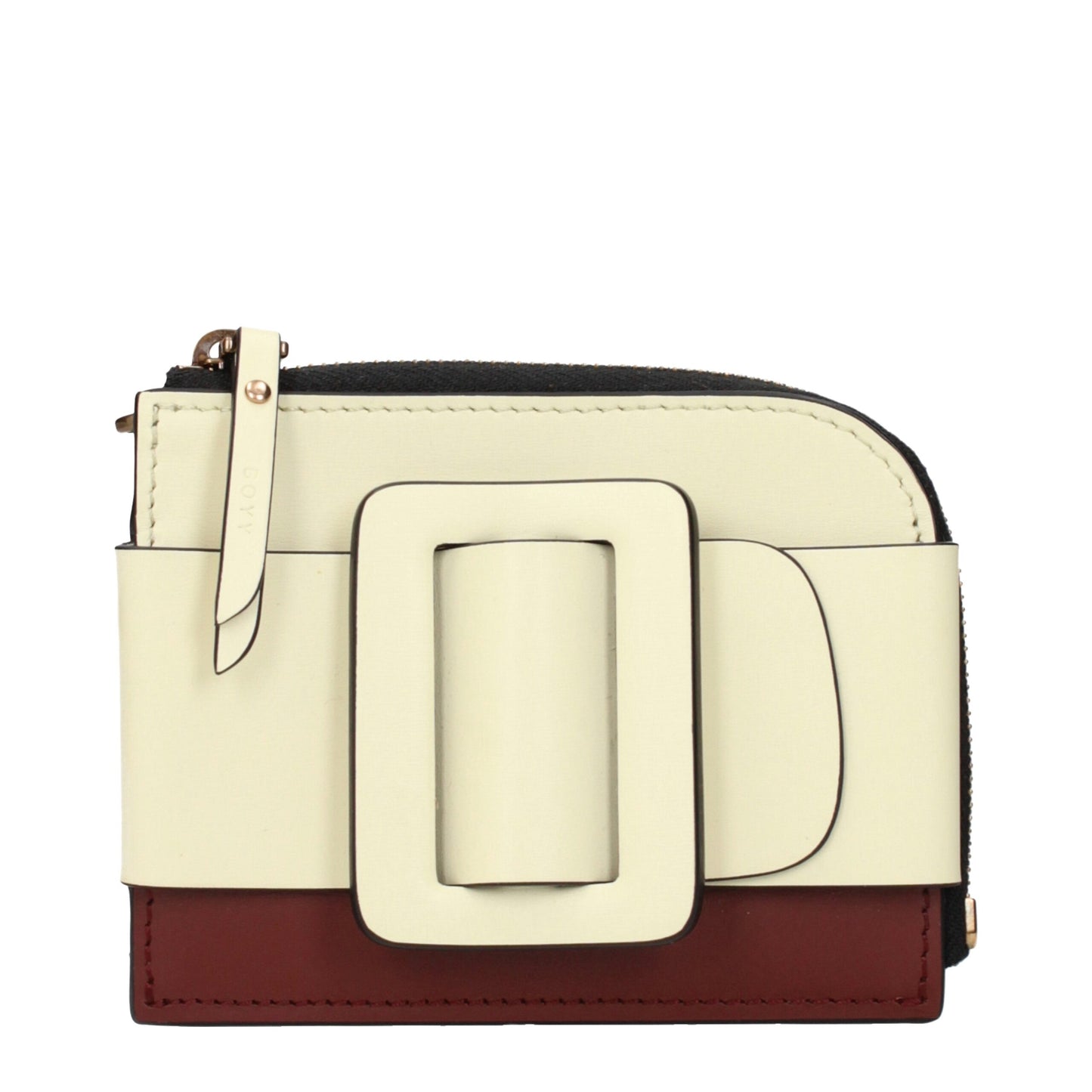 Porte-cartes en cuir beige Boyy
