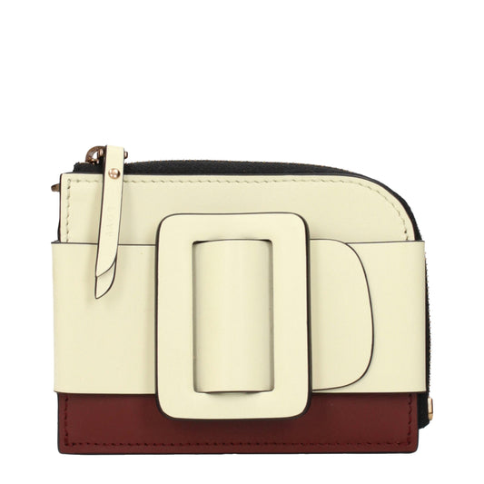 Porte-cartes en cuir beige Boyy