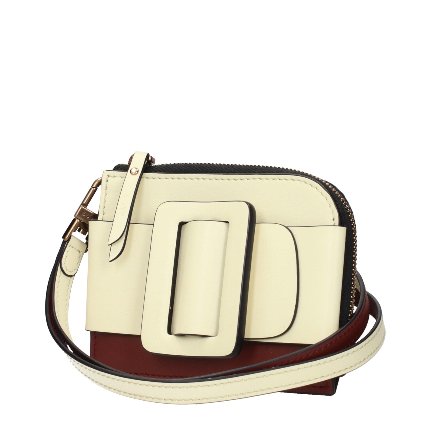 Porte-cartes en cuir beige Boyy