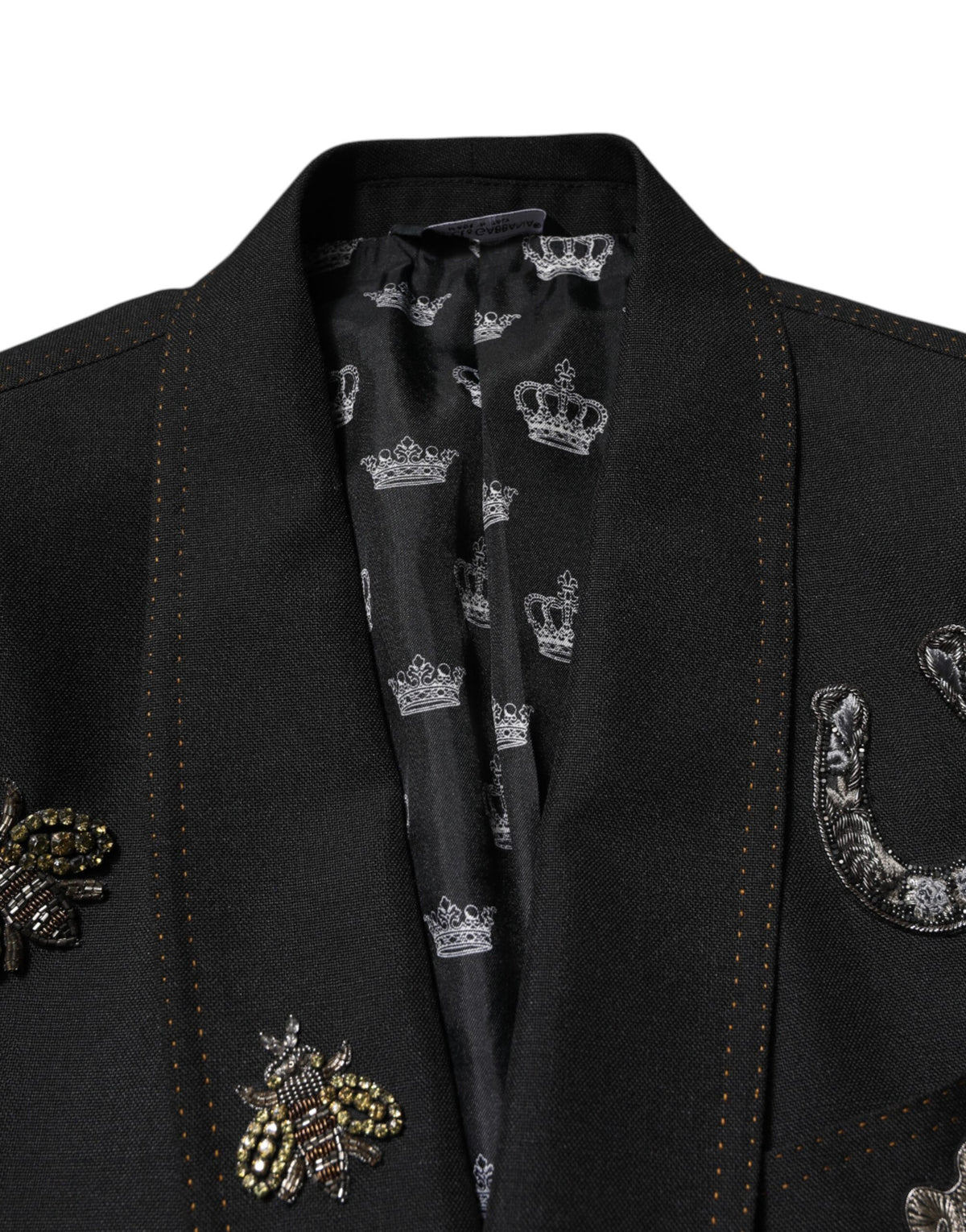 Blazer-tailleur noir à décor de couronne d'abeille de Dolce &amp; Gabbana