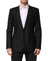Dolce &amp; Gabbana Blazer noir en laine à simple boutonnage