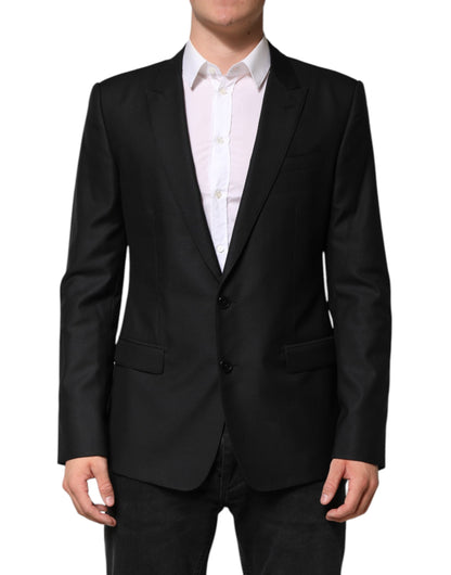 Dolce &amp; Gabbana Blazer noir en laine à simple boutonnage