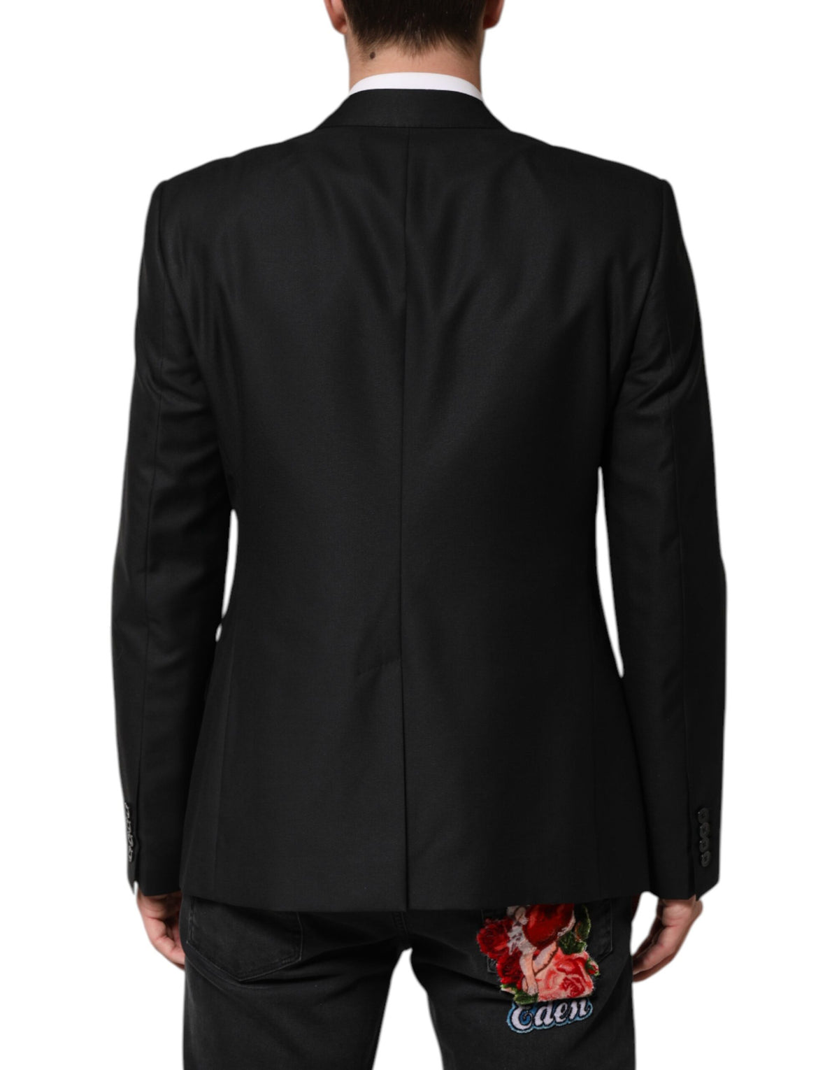 Dolce &amp; Gabbana Blazer noir en laine à simple boutonnage