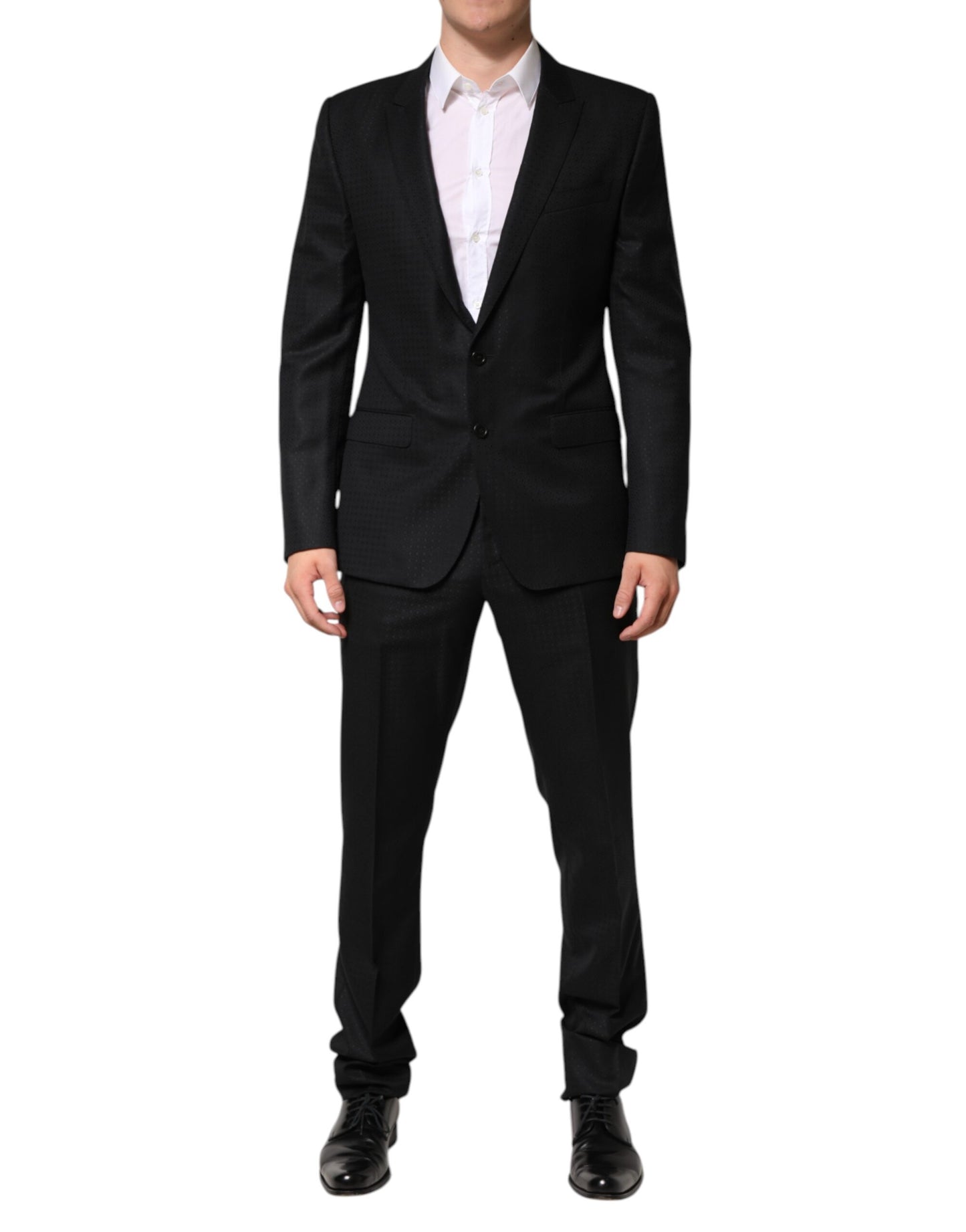 Dolce & Gabbana Black Jacquard Single Breasted 2 Piece Suit