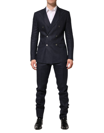Dolce & Gabbana Dark Blue Double Breasted 2 Piece Suit