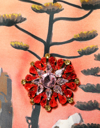 Mini-robe trapèze multicolore Dolce &amp; Gabbana ornée de cristaux